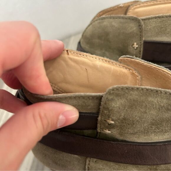 Rag & Bone 39 Harrow Camo Green Stacked Brown Heel Suede Leather Ankle Boots - Picture 5 of 9